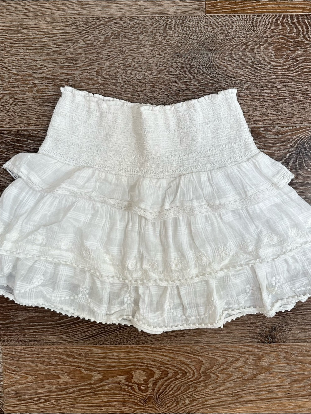 LoveShackFancy White Zeta Mini Skirt